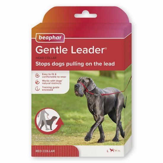 Beaphar Gentle Leader - Повод срещу дърпане за кучета от едри породи, червен